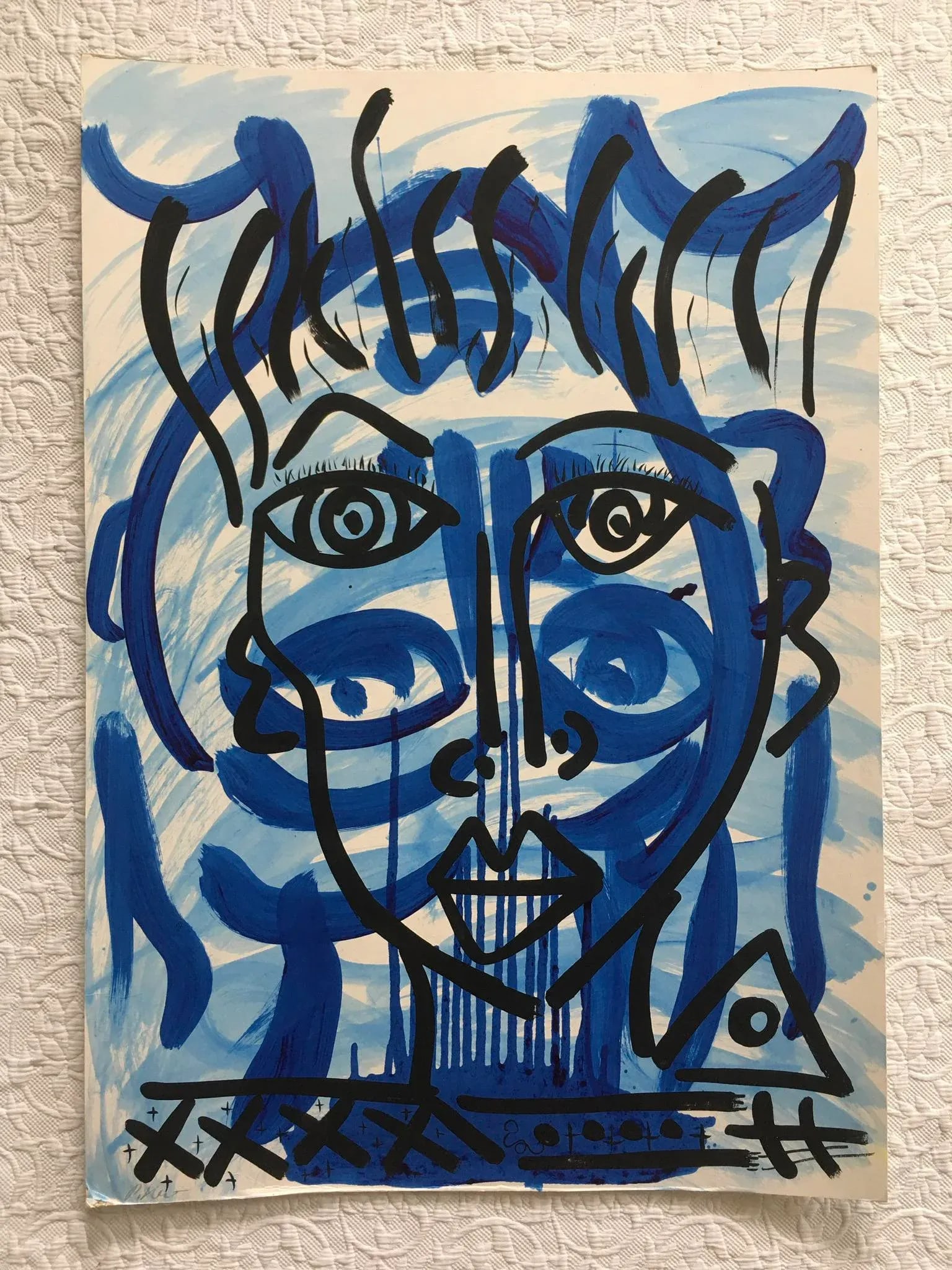Peter Keil Abstract Portrait Painting - Iconic Blues - 9