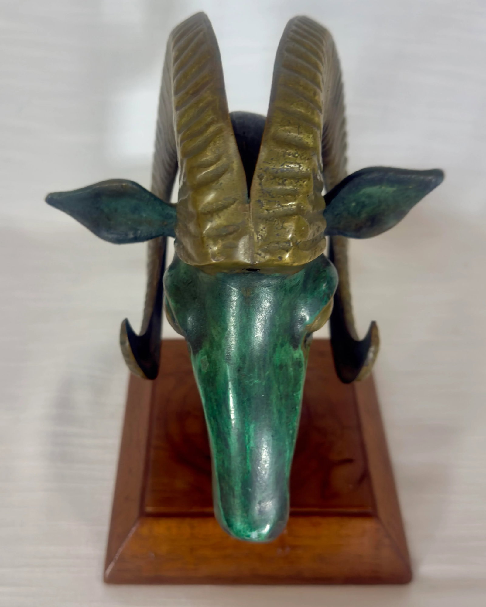 Mid Century Brass & Verdigris Patina Ram Bust - La Barge / Marbro Style - 10