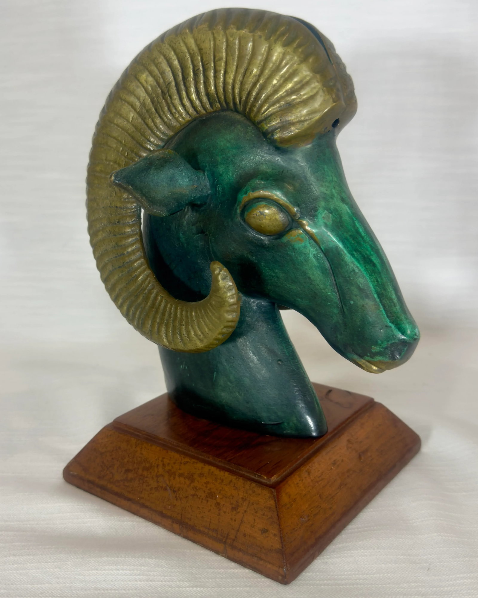 Mid Century Brass & Verdigris Patina Ram Bust - La Barge / Marbro Style - 2