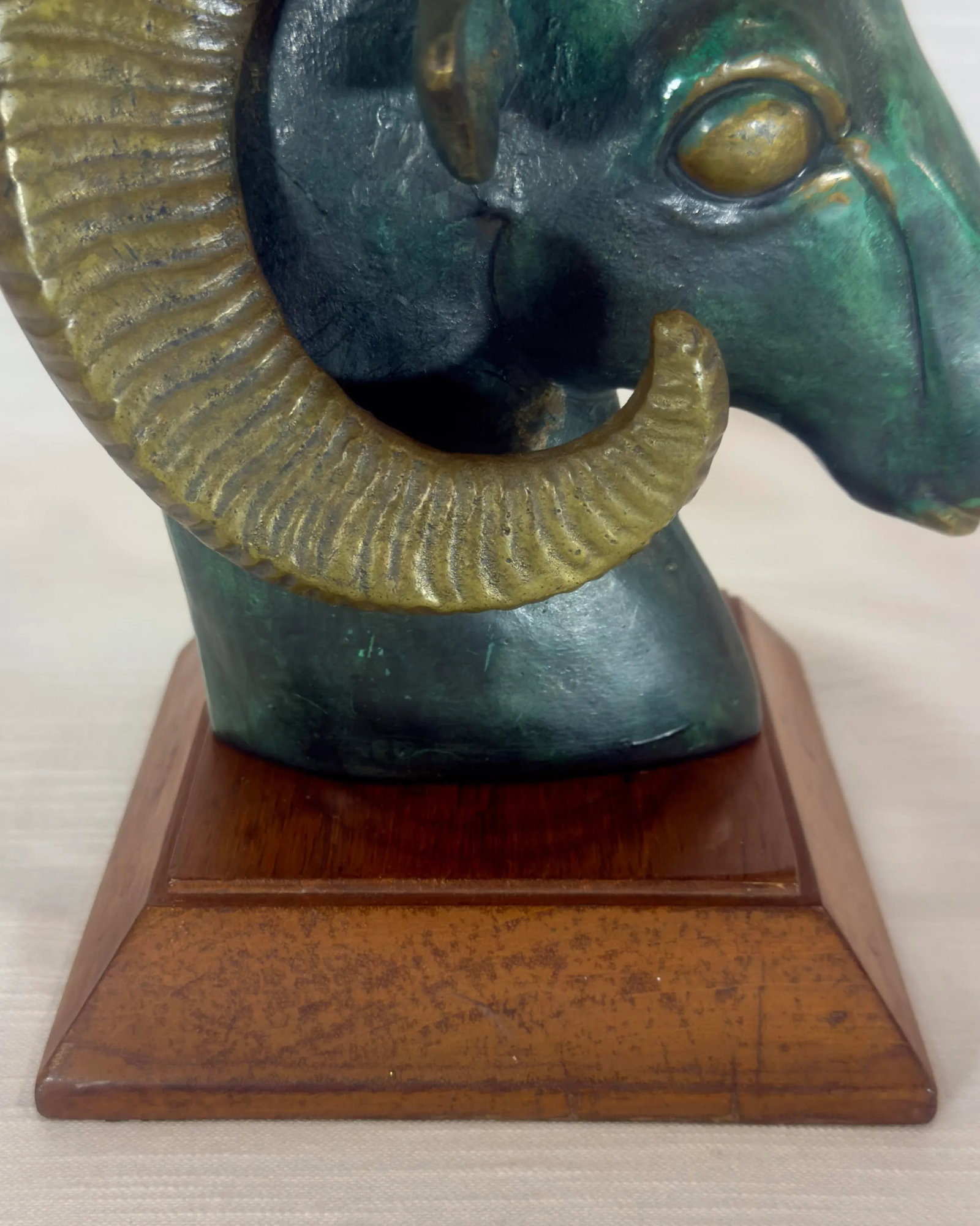 Mid Century Brass & Verdigris Patina Ram Bust - La Barge / Marbro Style - 6