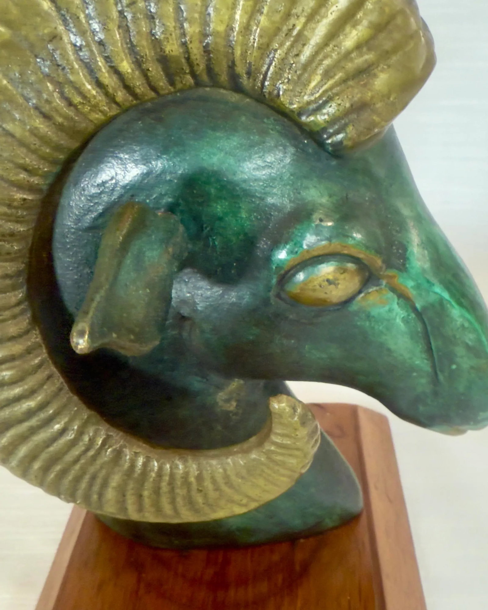Mid Century Brass & Verdigris Patina Ram Bust - La Barge / Marbro Style - 7
