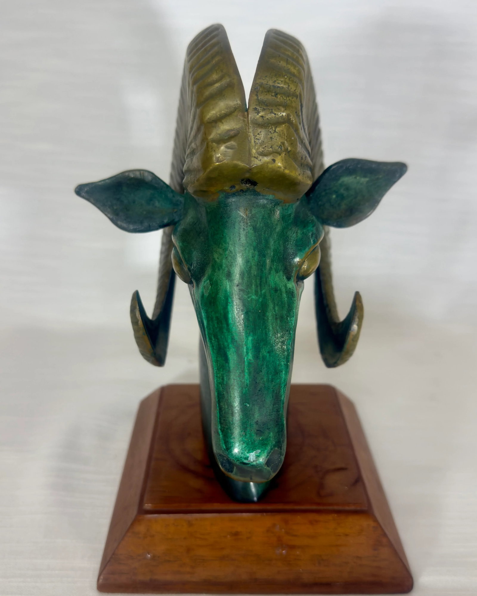 Mid Century Brass & Verdigris Patina Ram Bust - La Barge / Marbro Style - 9