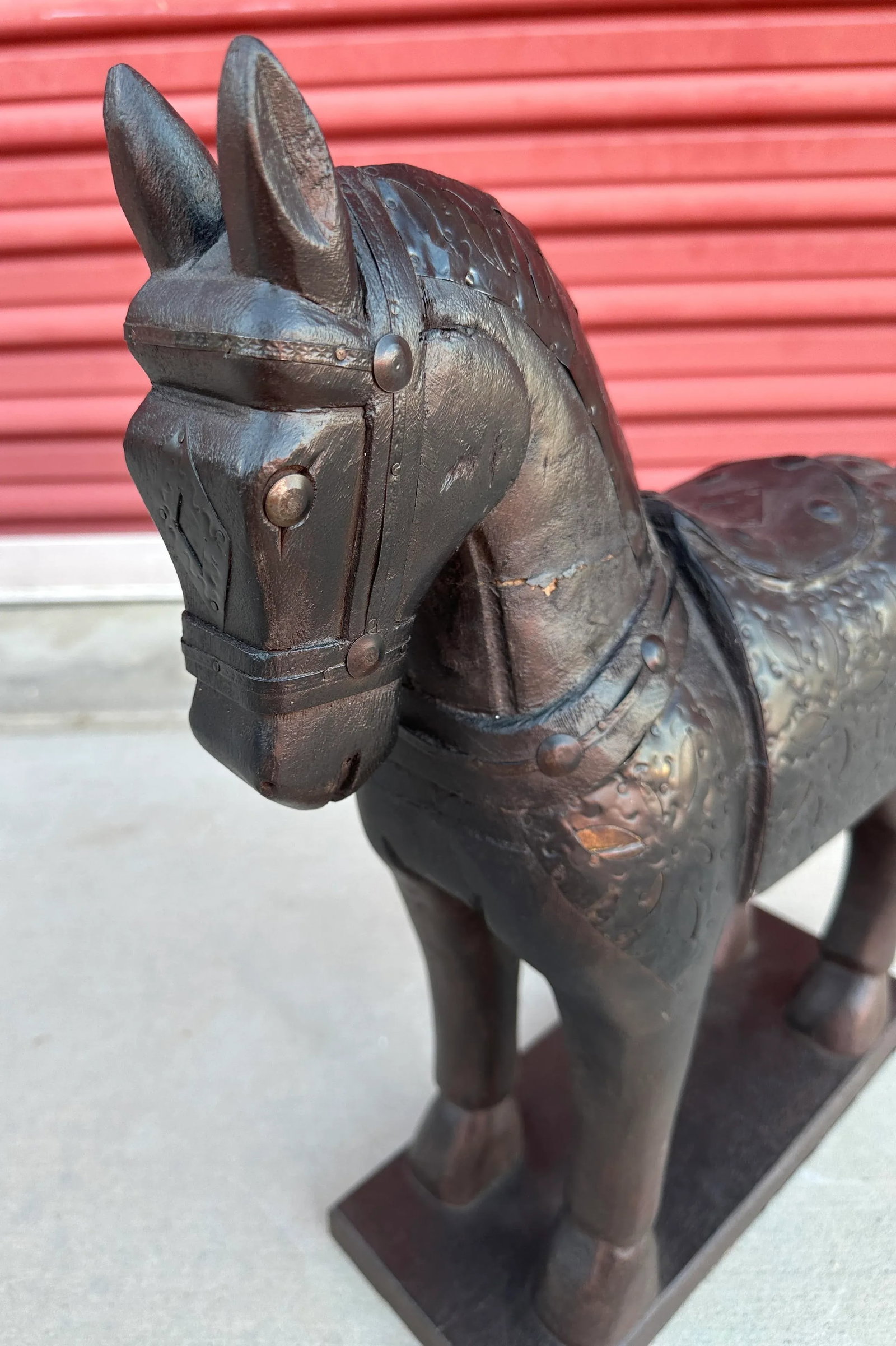 Hand Carved Wooden Horse Statue - 5