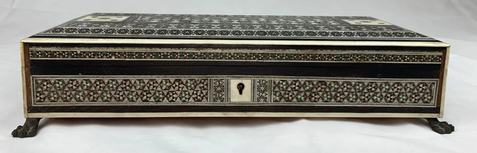Antique Mid 19th Century Anglo India Wood Mosaic Sadeli Jewelry Box - 3