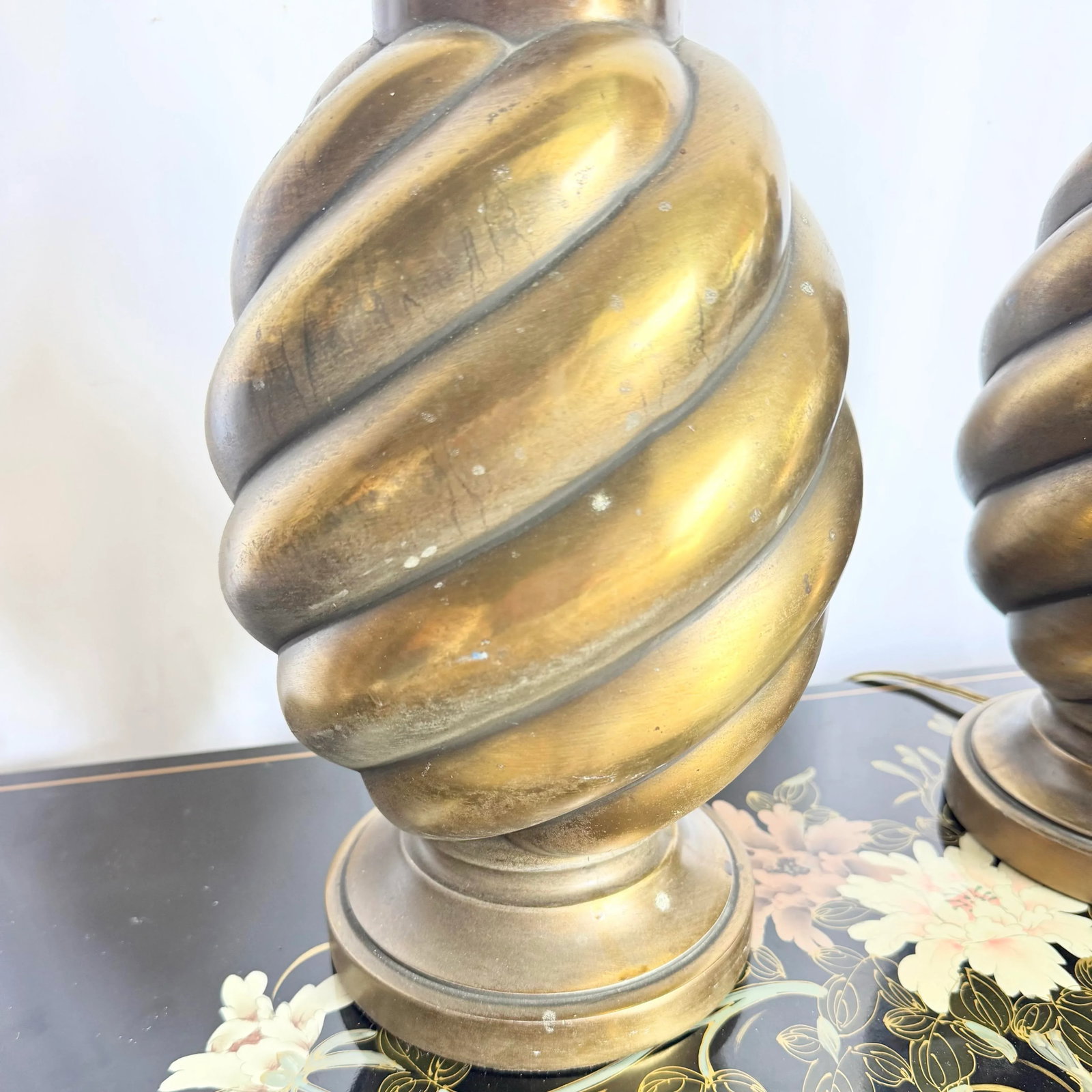 Vintage Westwood Industries Brass Swirl Beehive Table Lamps - A Pair - 4
