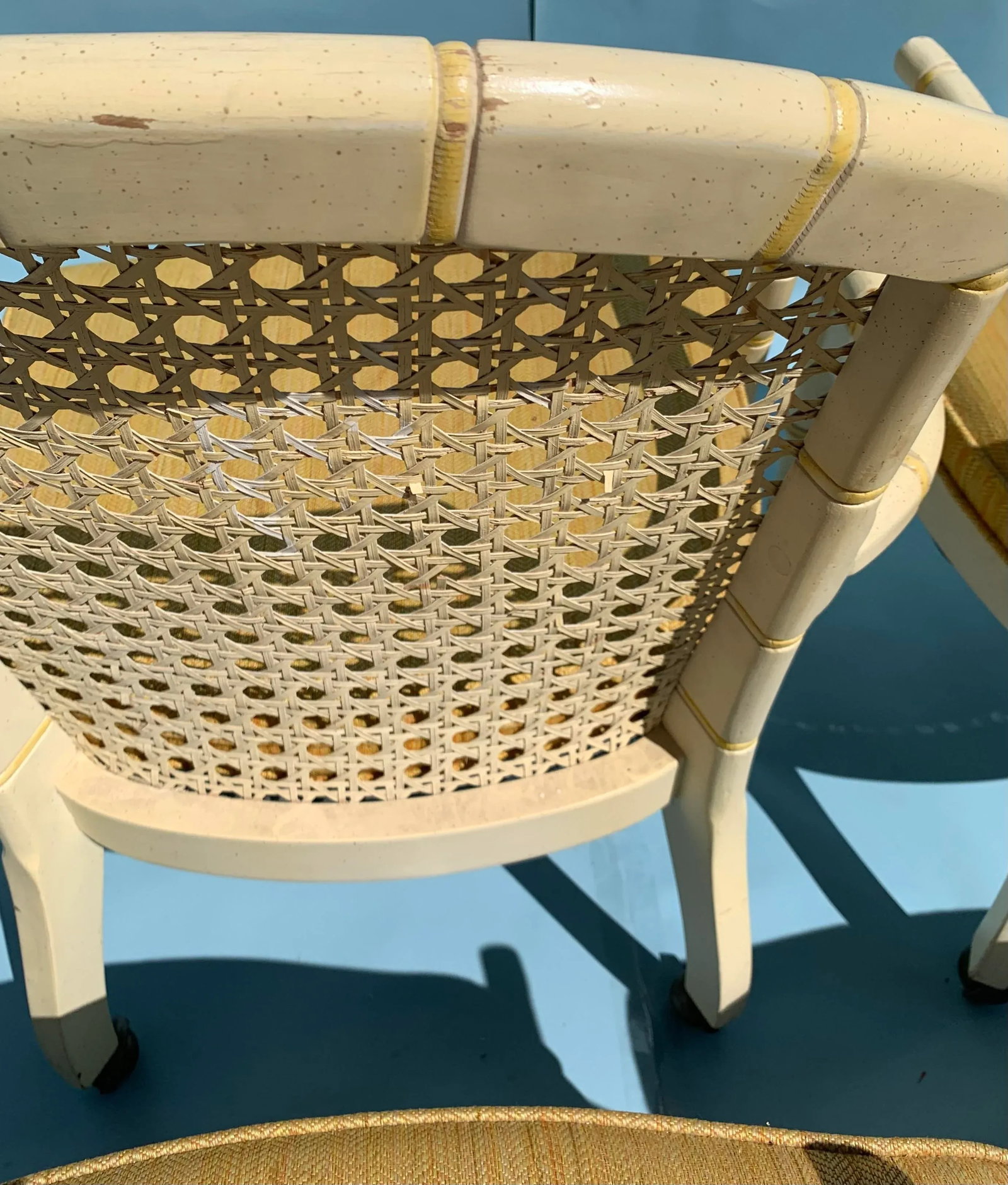 1960s Mid Century Yellow Cane Backed Chairs, Set of 4 - 7