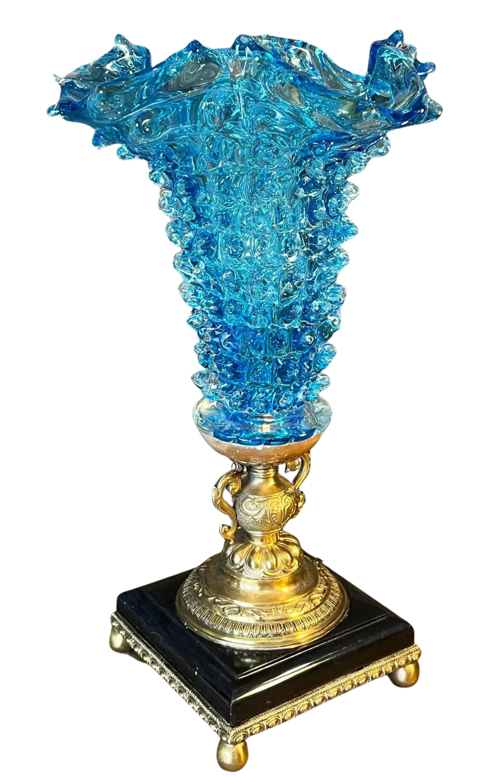 Barovier & Toso Venetian RostratoTurqoise Art Glass Torchier Lamp - 8