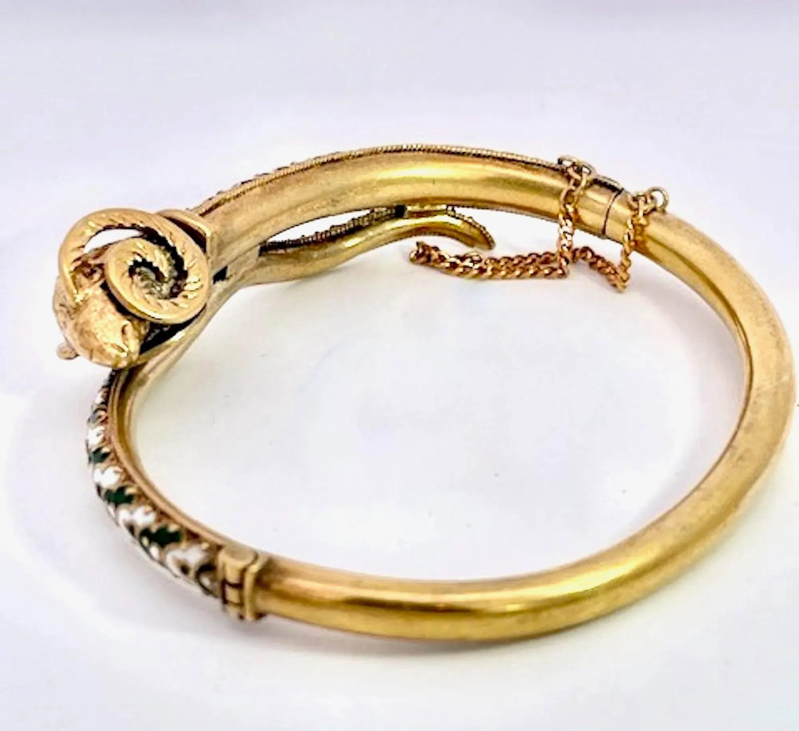 1950s Enamel Ram Bracelet 14k - 4