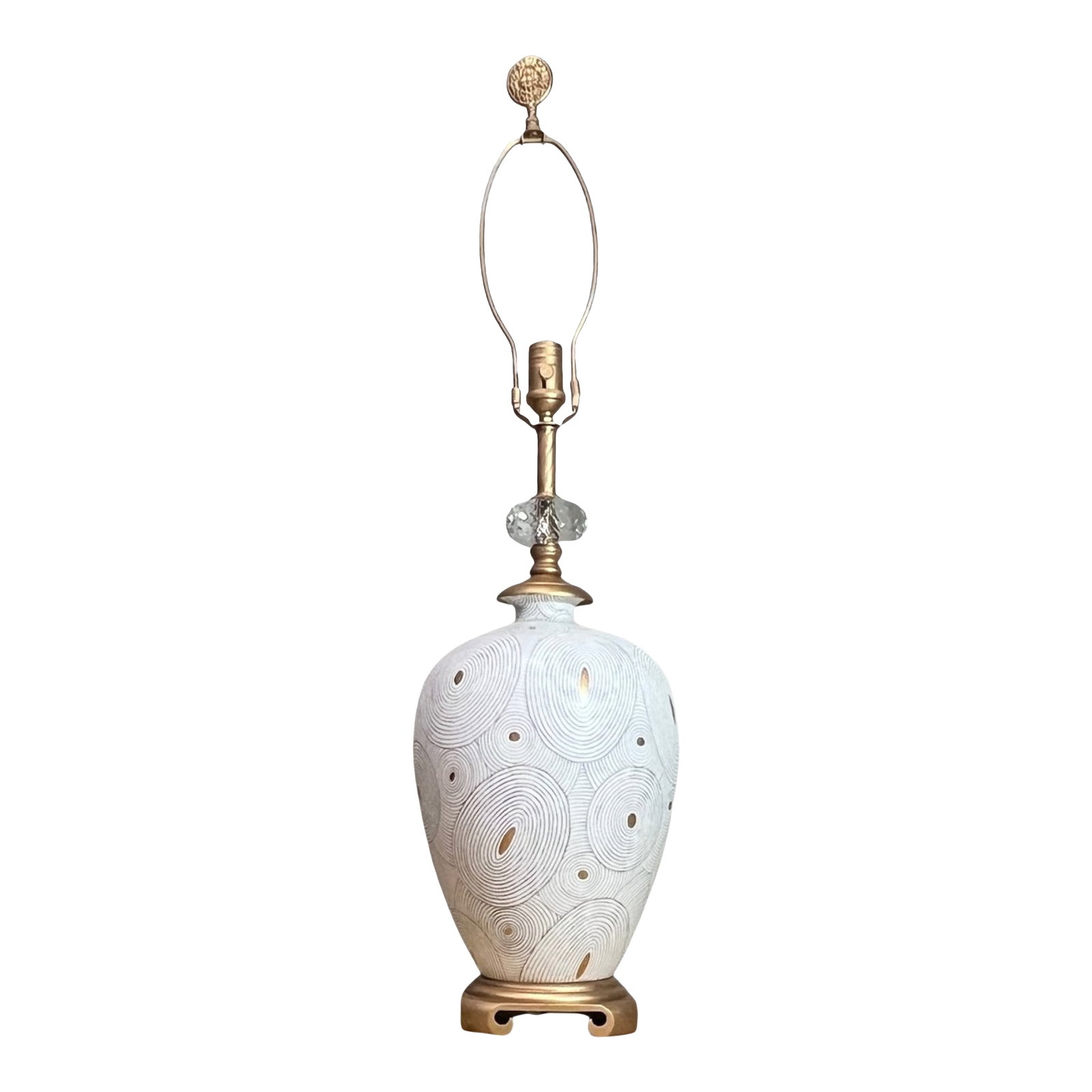 John Richard White Porcelain Abstract Nested Oval Gold Pattern Table Lamp (1 of 17)
