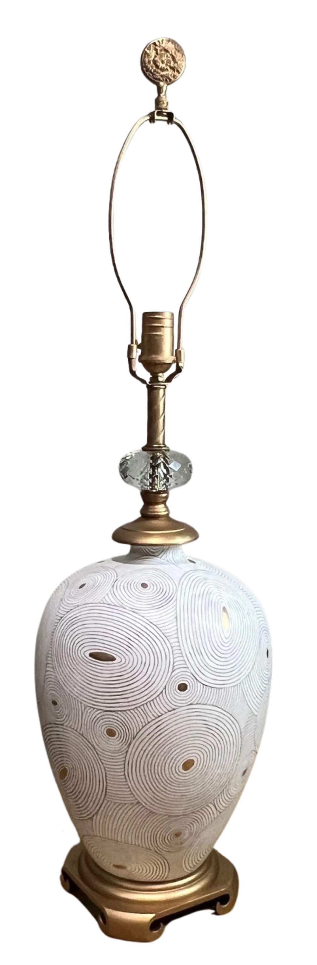 John Richard White Porcelain Abstract Nested Oval Gold Pattern Table Lamp - 4