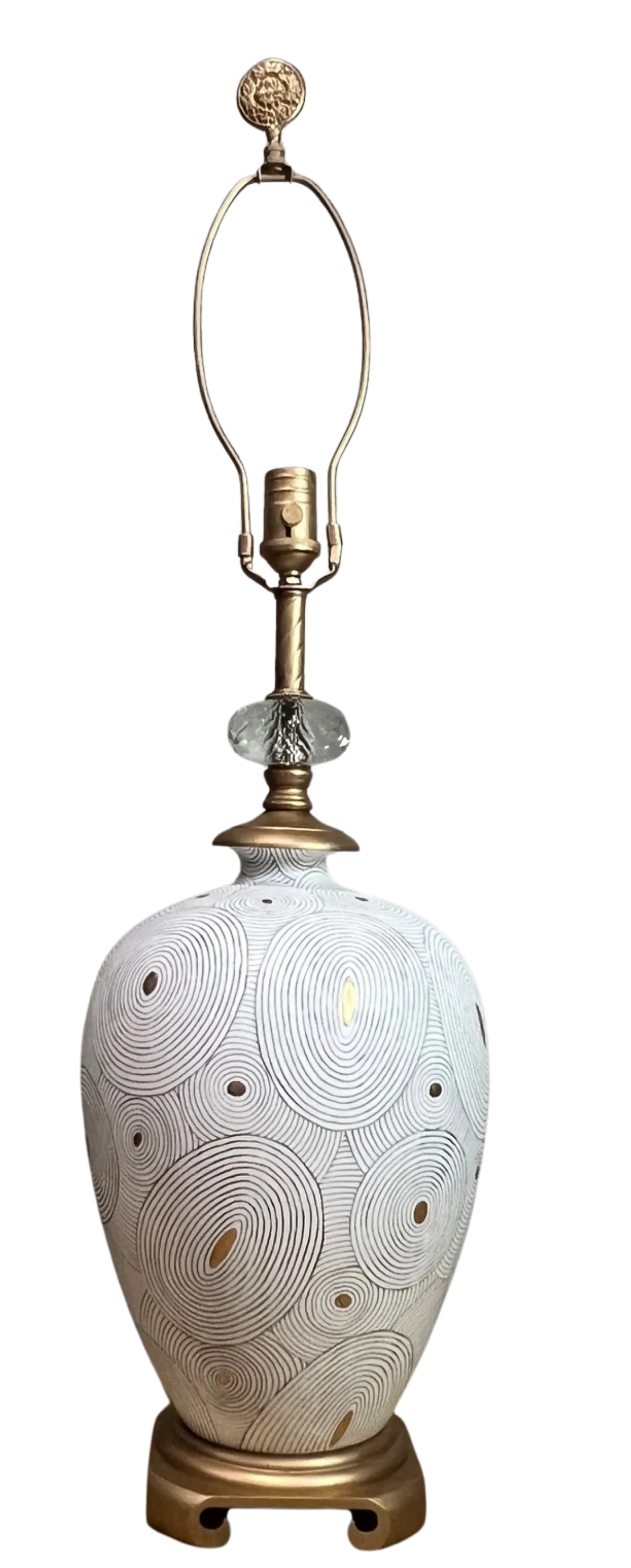 John Richard White Porcelain Abstract Nested Oval Gold Pattern Table Lamp - 6