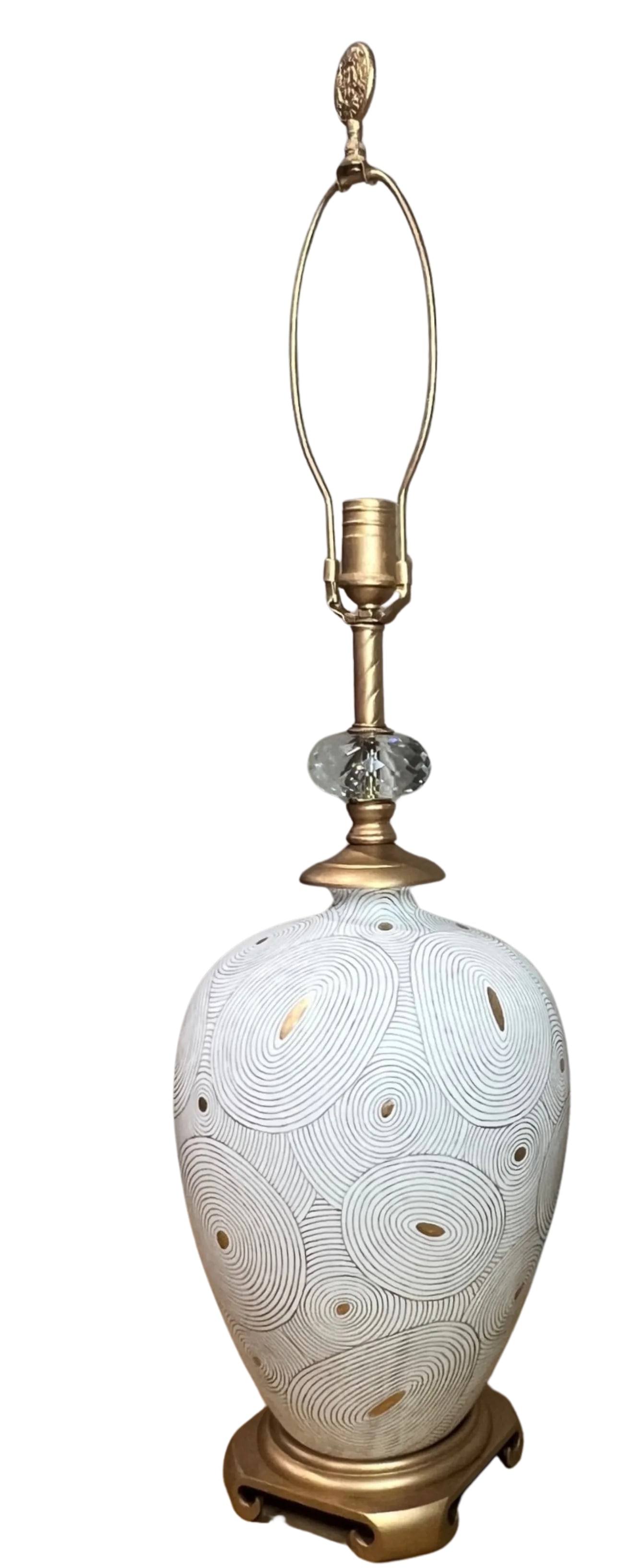 John Richard White Porcelain Abstract Nested Oval Gold Pattern Table Lamp - 9