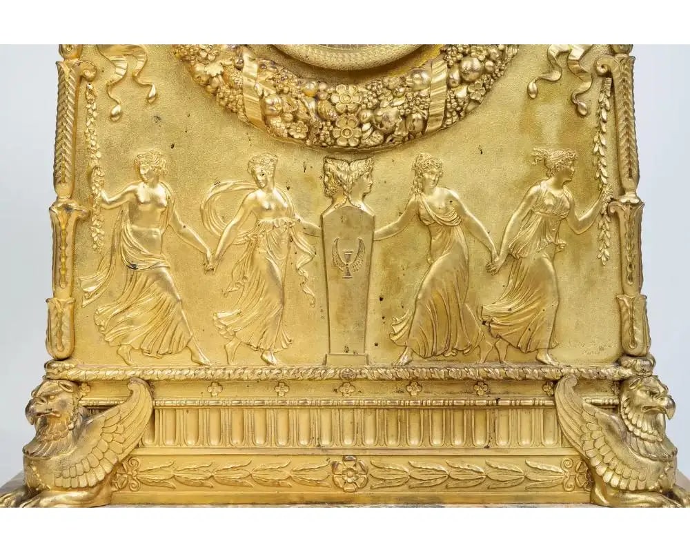 19th Century A French Empire Ormolu Bronze Mantle Clock After Percier Et Fontaine - 13