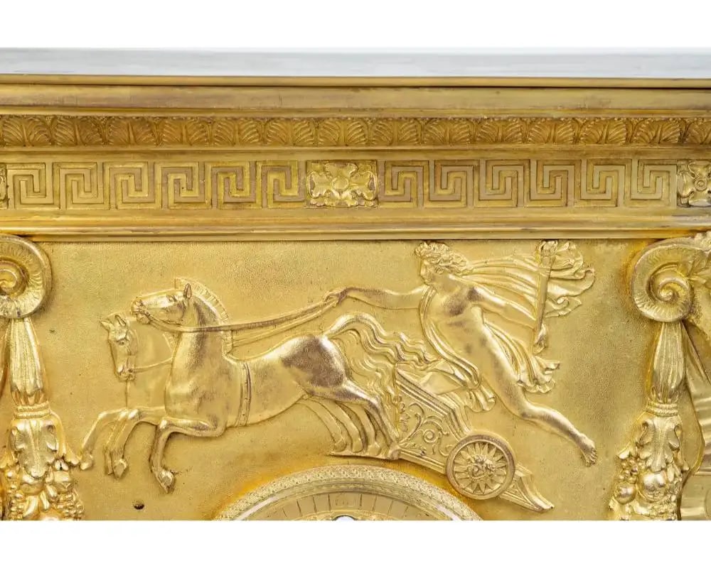 19th Century A French Empire Ormolu Bronze Mantle Clock After Percier Et Fontaine - 16