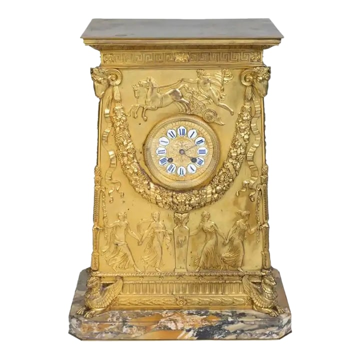 19th Century A French Empire Ormolu Bronze Mantle Clock After Percier Et Fontaine (1 of 18)