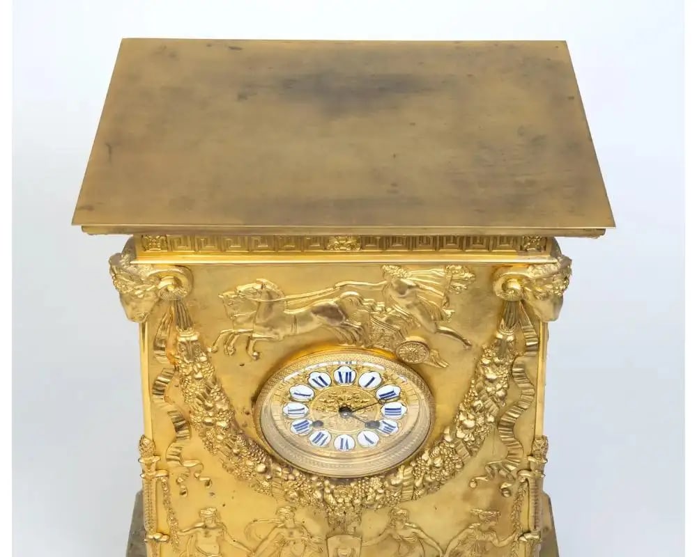 19th Century A French Empire Ormolu Bronze Mantle Clock After Percier Et Fontaine - 6