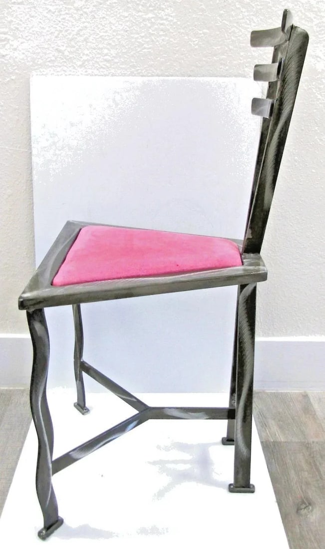 1990s Postmodern Contemporary Welded Steel Artist Signed Accent Chair - 5