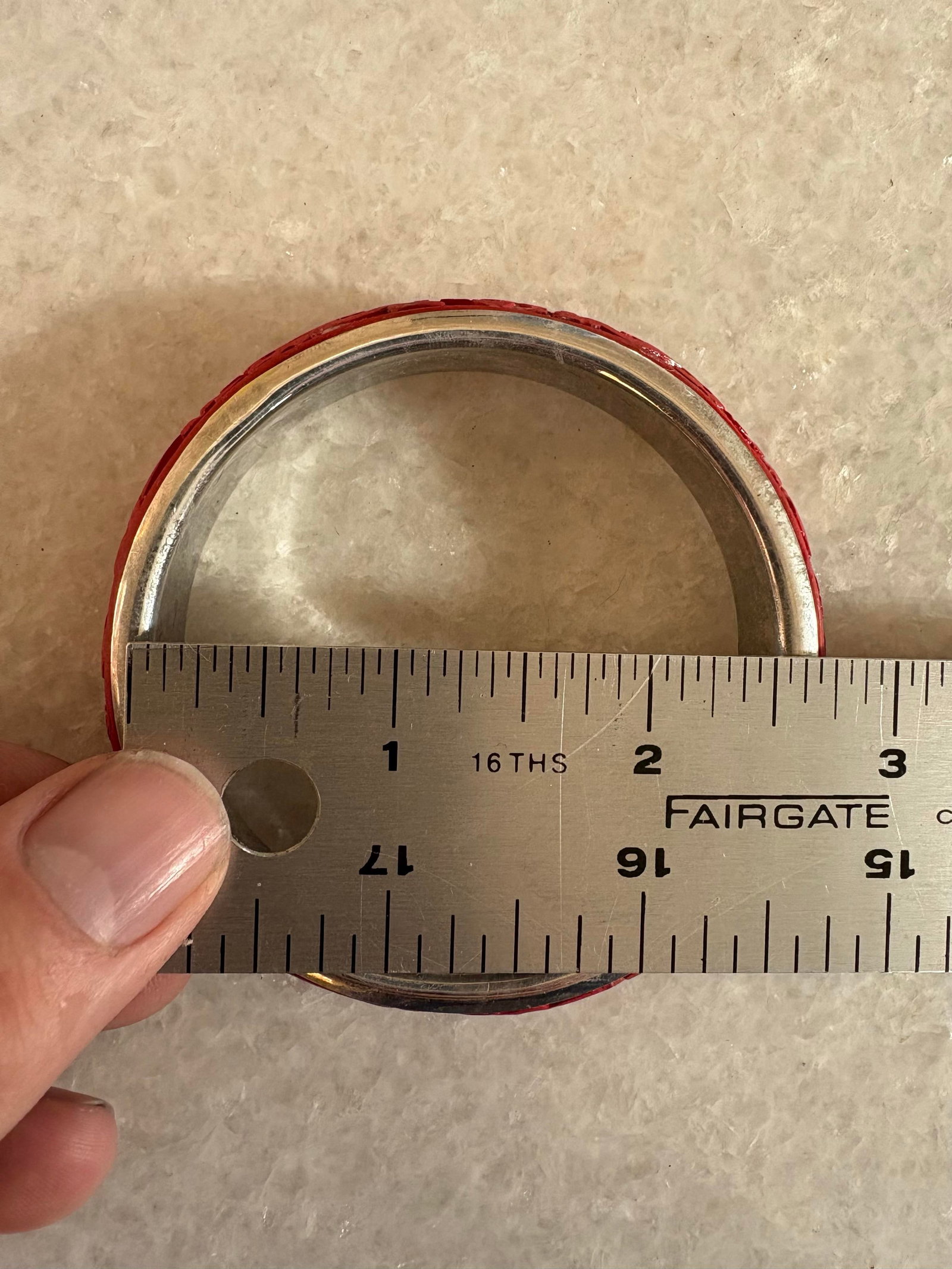 Antique, Cinnabar and Sterling Silver Bangle Bracelet - 4