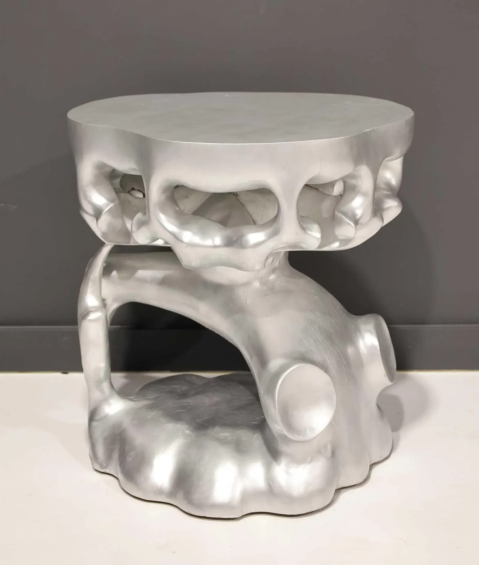Silver Leaf Truffle Trunk Side Table Attributed to Scala Luxury - 7