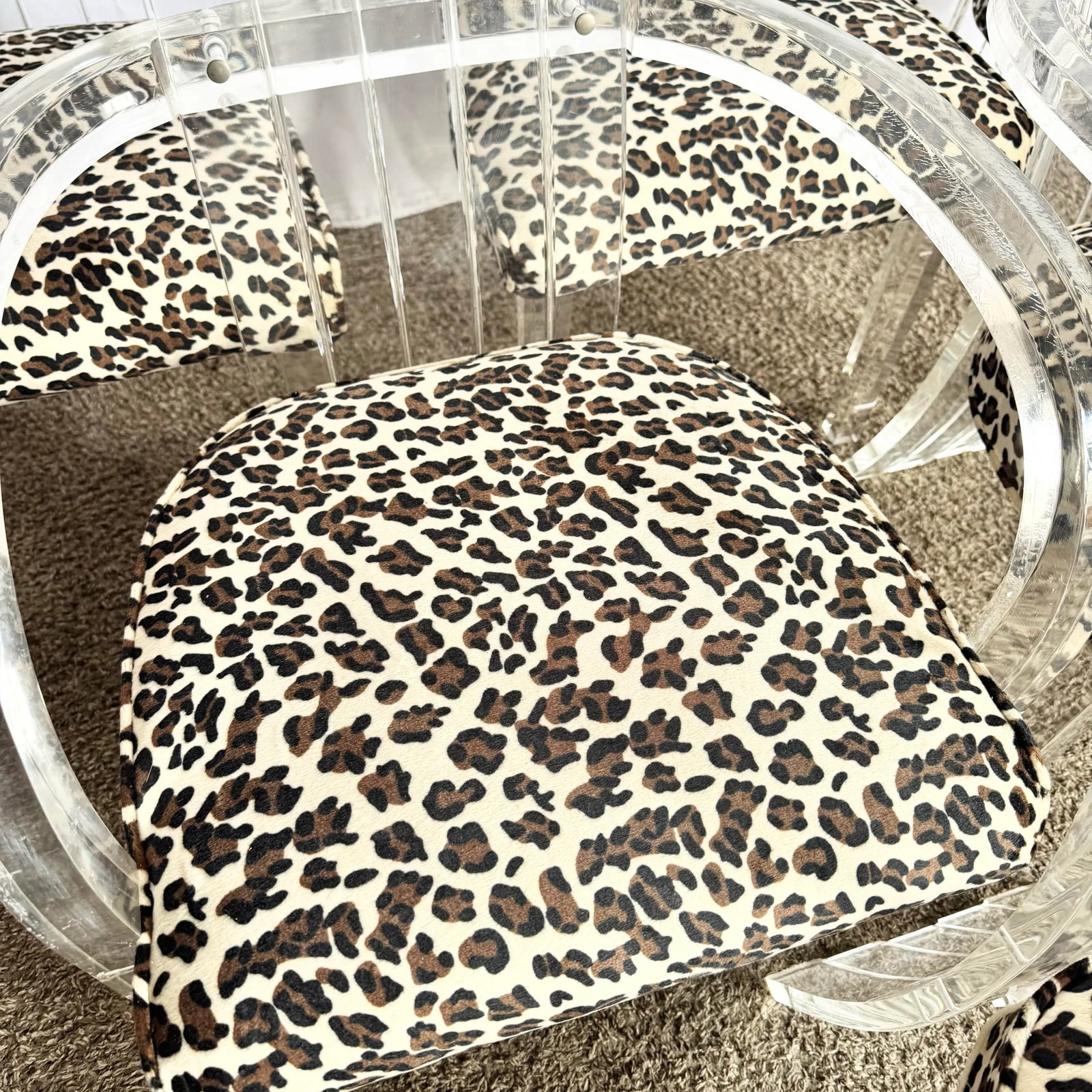 Art Deco Lucite Leopard Print Dining Chairs - Set of 6 - 10