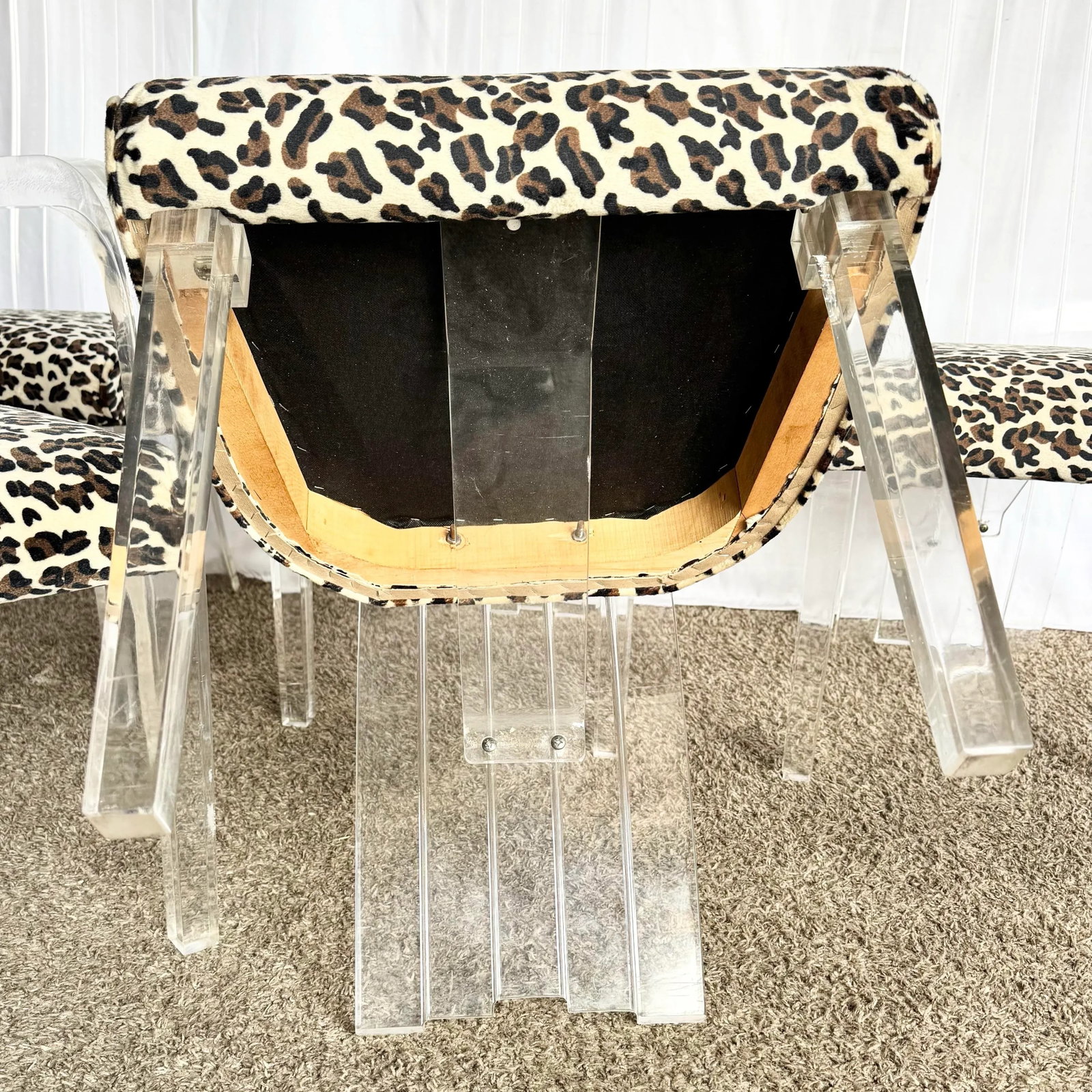 Art Deco Lucite Leopard Print Dining Chairs - Set of 6 - 5