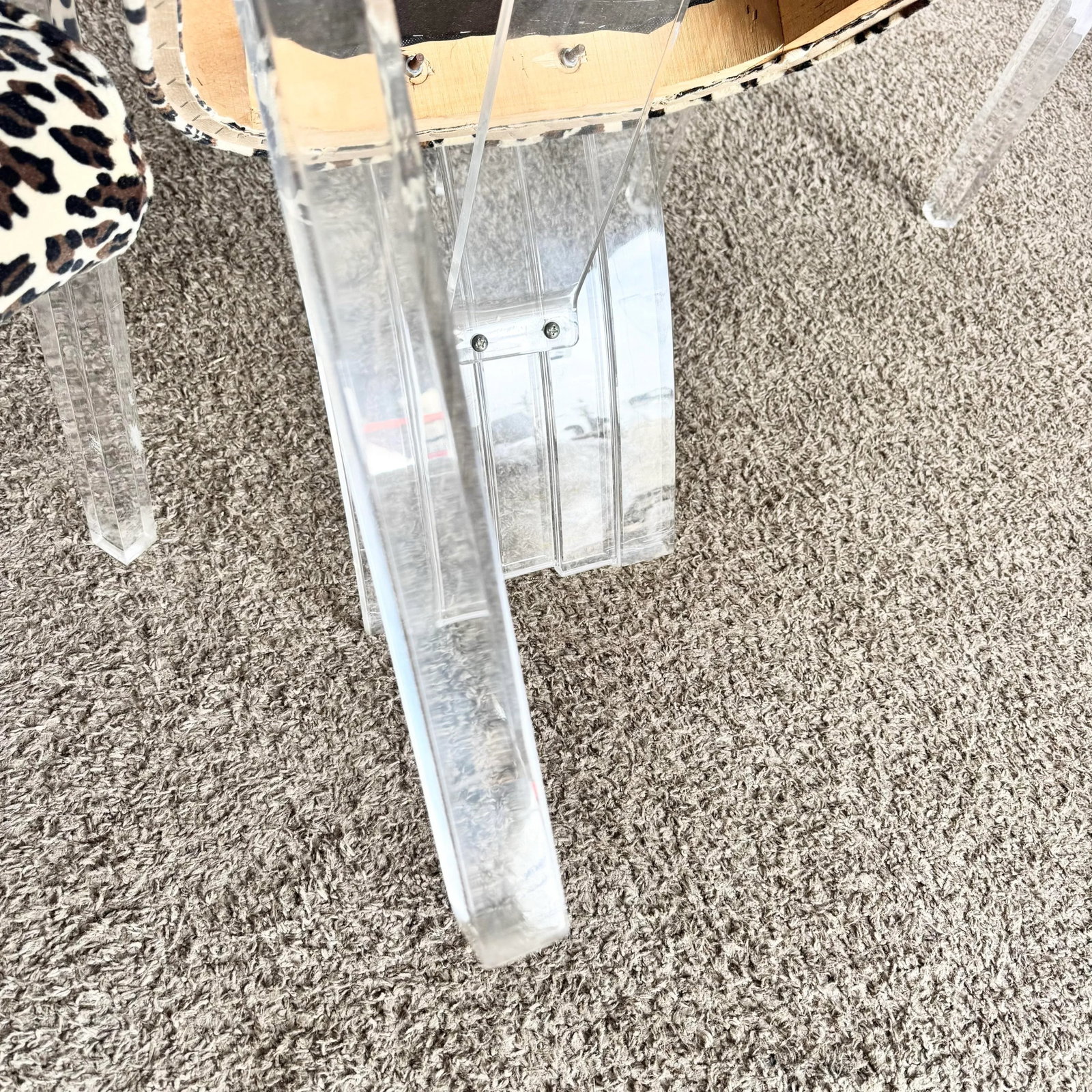 Art Deco Lucite Leopard Print Dining Chairs - Set of 6 - 6