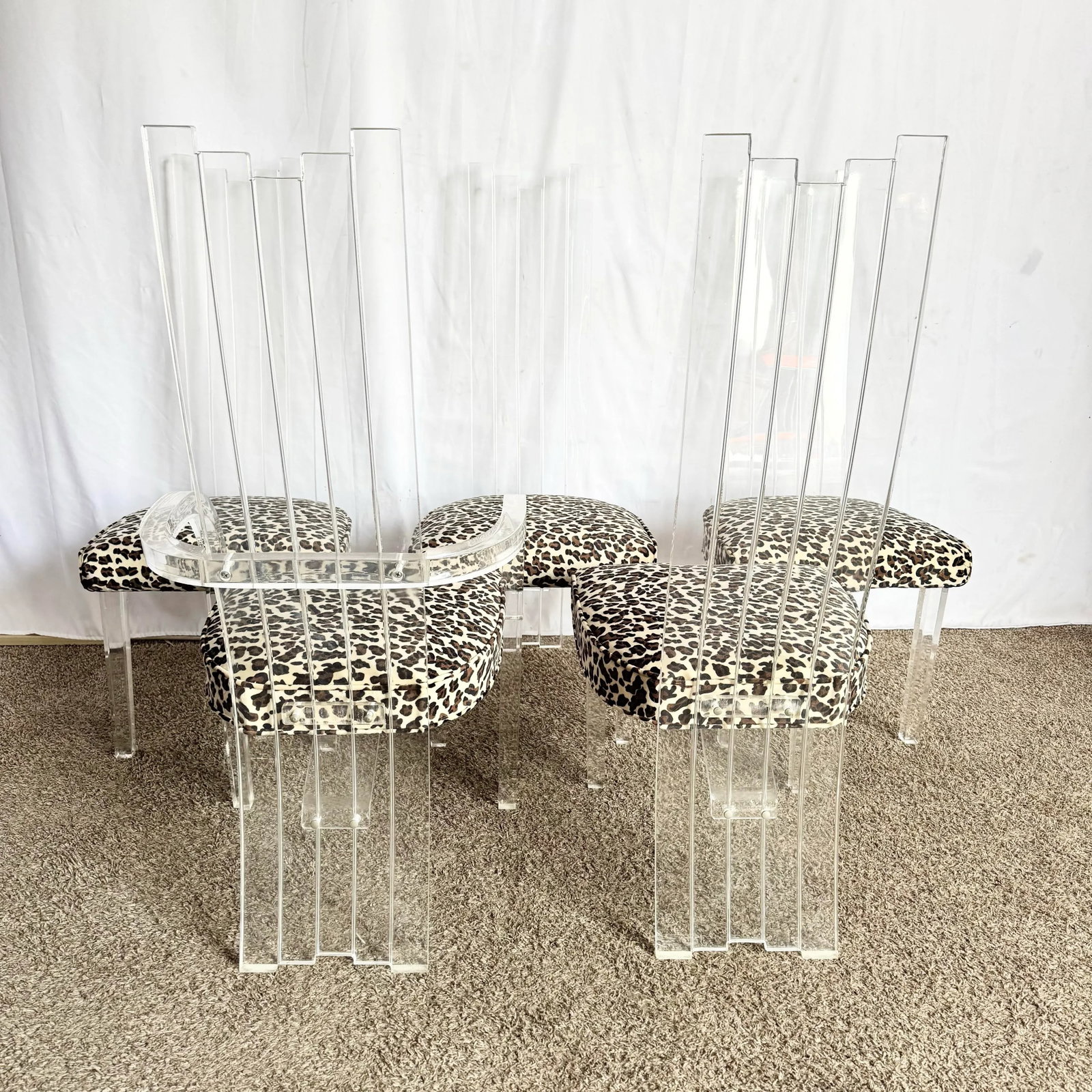 Art Deco Lucite Leopard Print Dining Chairs - Set of 6 - 9