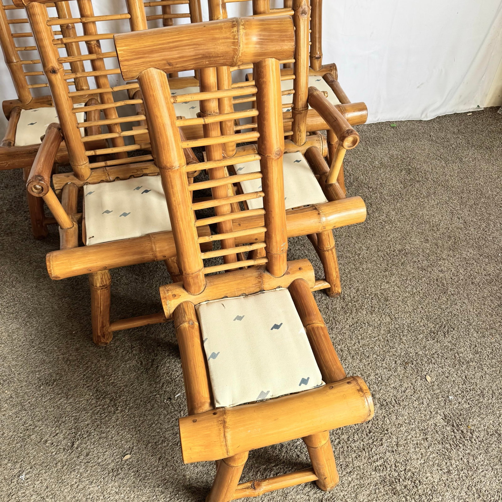 Vintage Boho Chic Chunky Bamboo Dining Chairs - Set of 6 - 4