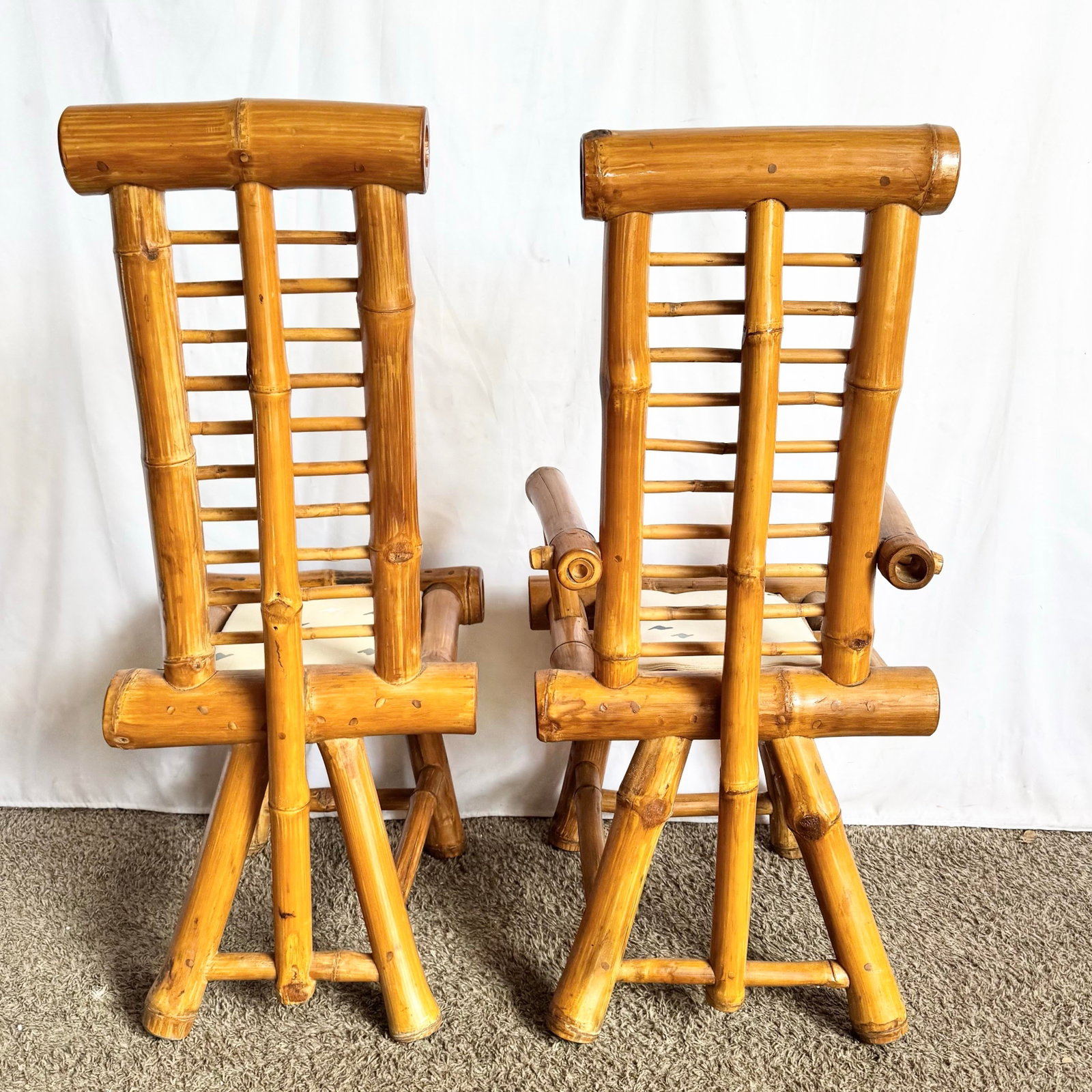 Vintage Boho Chic Chunky Bamboo Dining Chairs - Set of 6 - 5