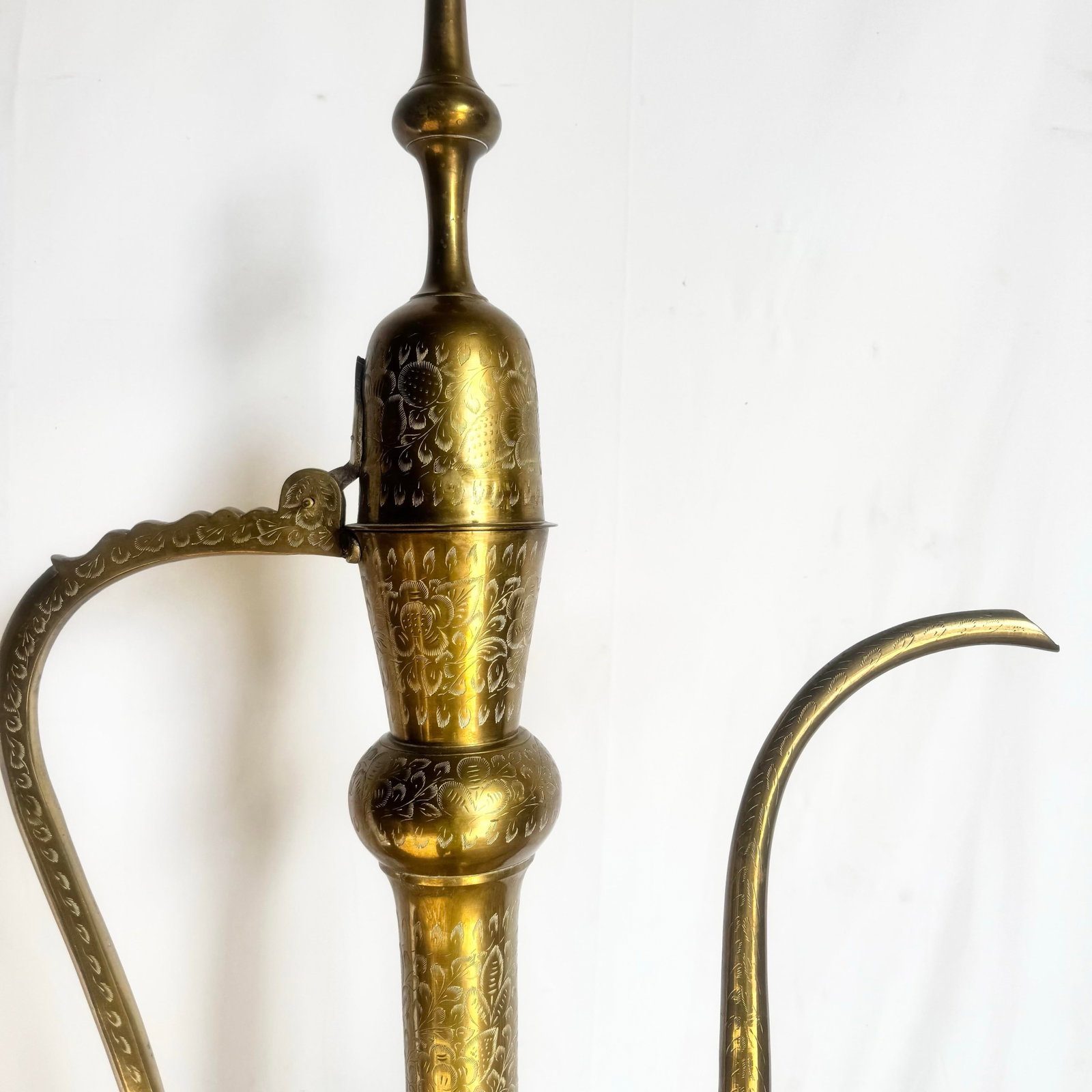 Mid 20th Century Moorish Etched Brass Pitcher/Ewer/Aftaba/Surahi - 2