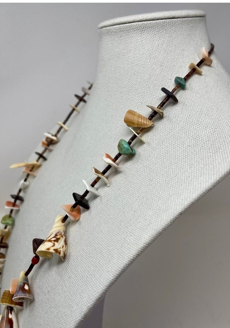 1980s Navajo Turquoise, Shell and Heishi Bead Necklace. Native American Necklace, Unisex - 8