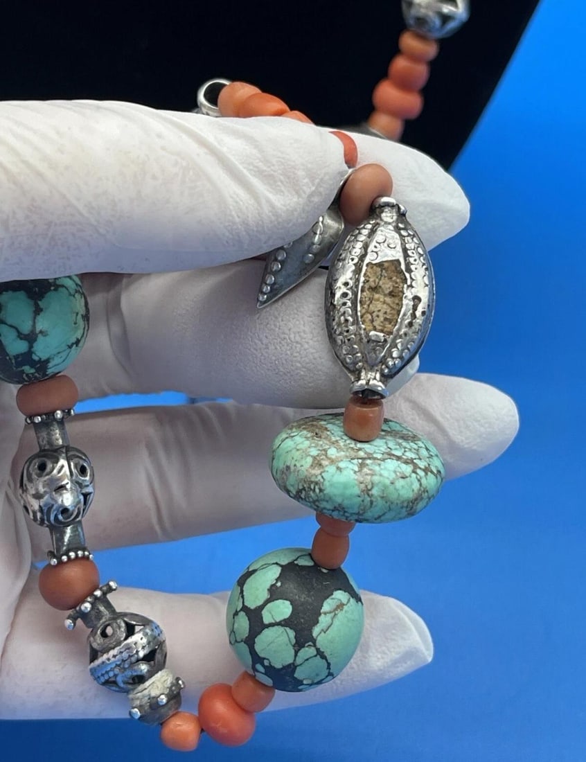 Antique Tajik/Uzbek Necklace and Ring Set. Central Asian Jewelry - 3