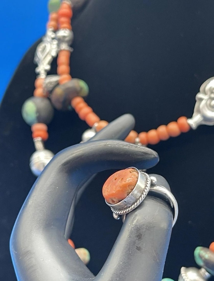 Antique Tajik/Uzbek Necklace and Ring Set. Central Asian Jewelry - 4
