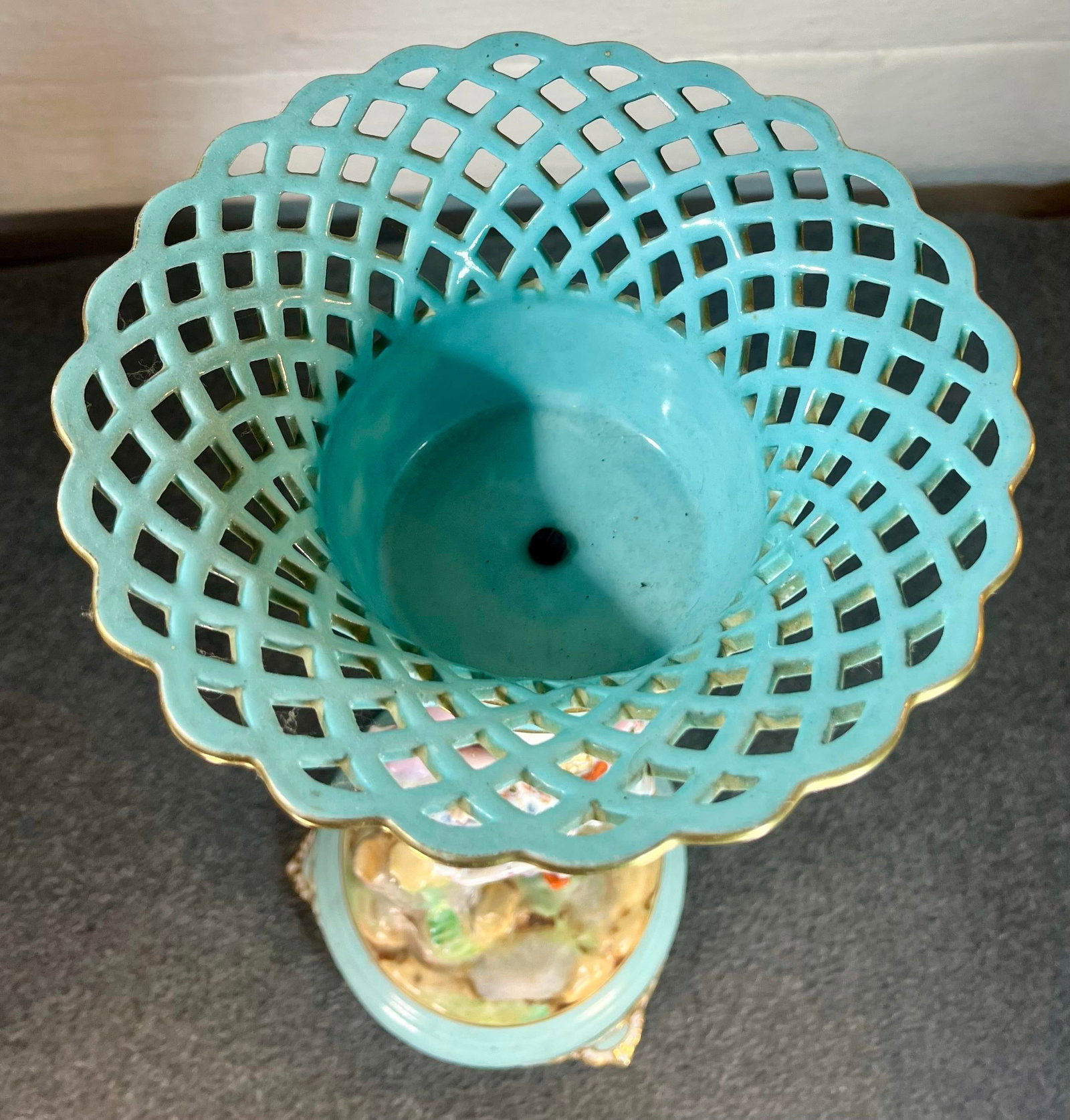 Antique Continental Porcelain Figurine With Reticulated Basket - 8