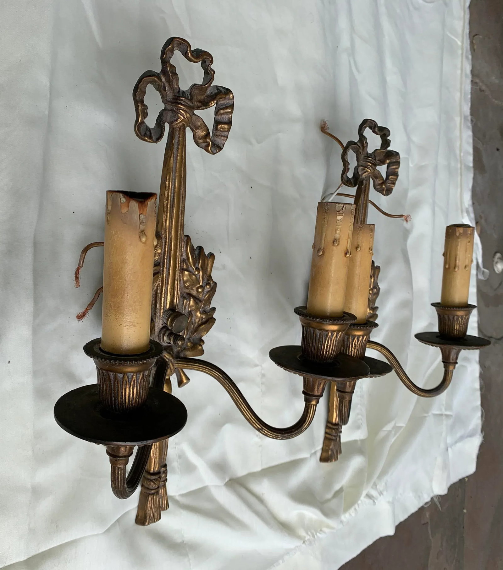 Vintage Early 20th Century Italian Brass Sconces - a Pair - 3
