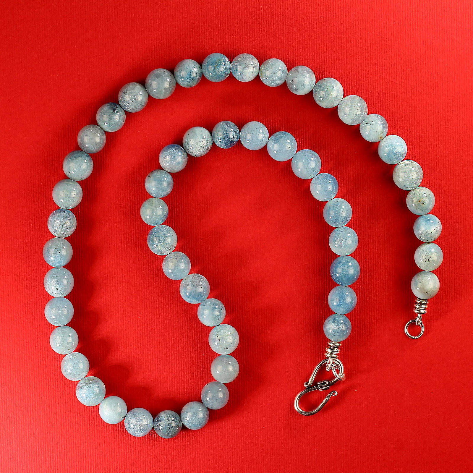 Ajd 22 Inch Medium Blue Translucent Aquamarine Necklace - 5
