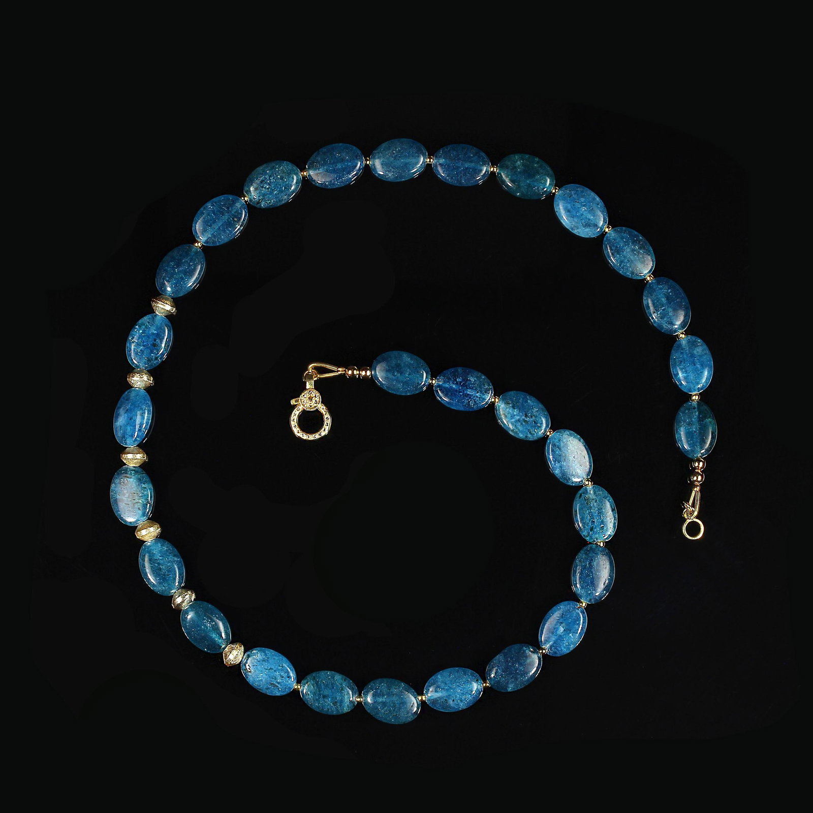 Ajd 19 Inch Smooth Oval Tablets of Glowing Apatite Necklace - 2