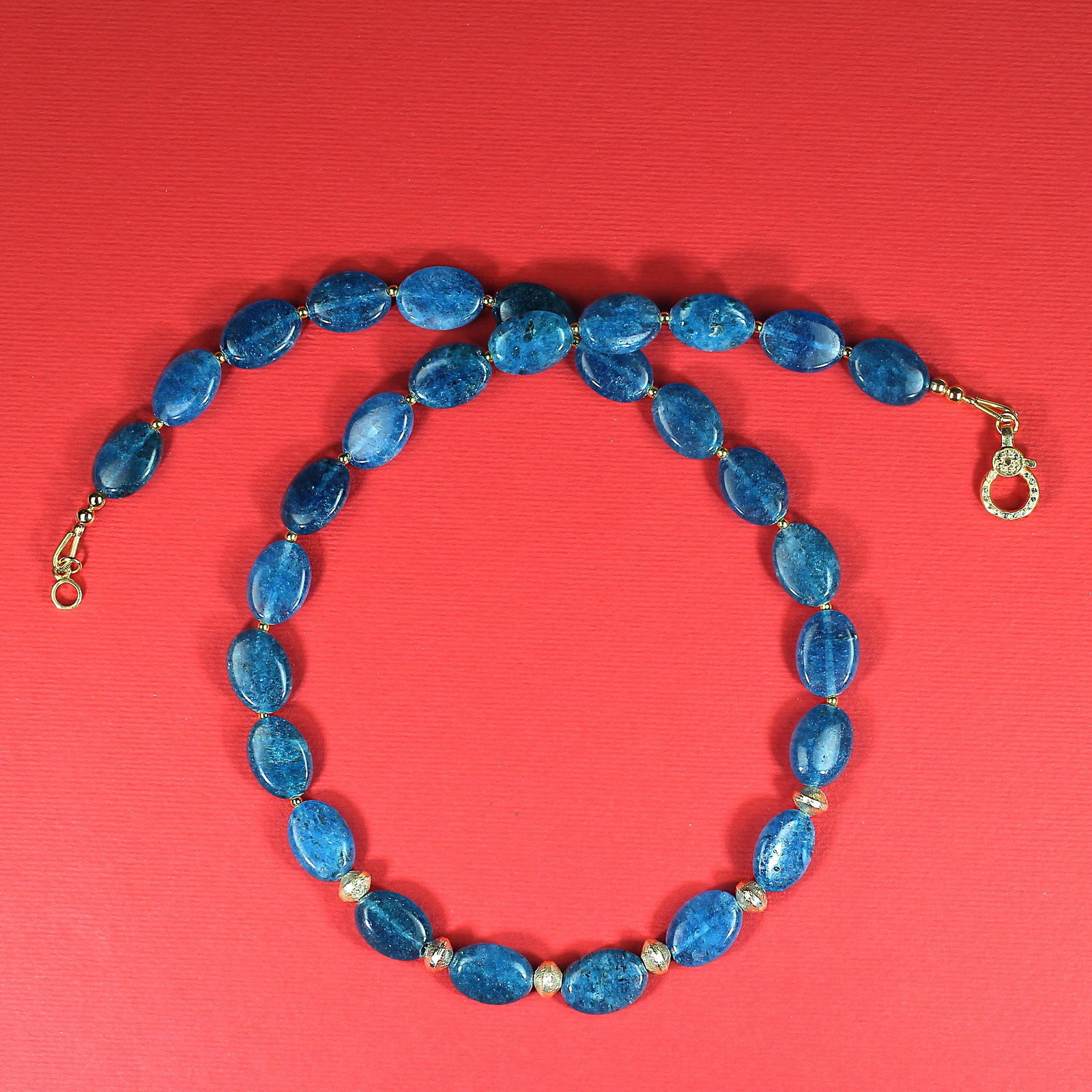Ajd 19 Inch Smooth Oval Tablets of Glowing Apatite Necklace - 5