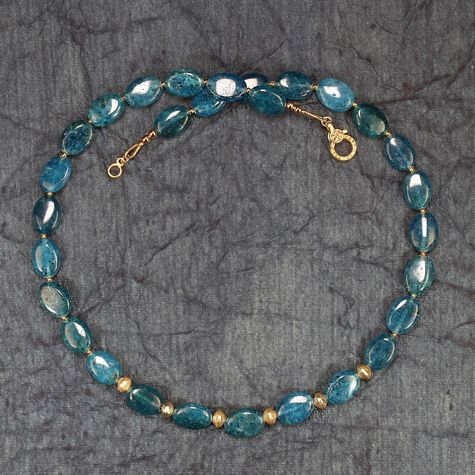 Ajd 19 Inch Smooth Oval Tablets of Glowing Apatite Necklace - 6