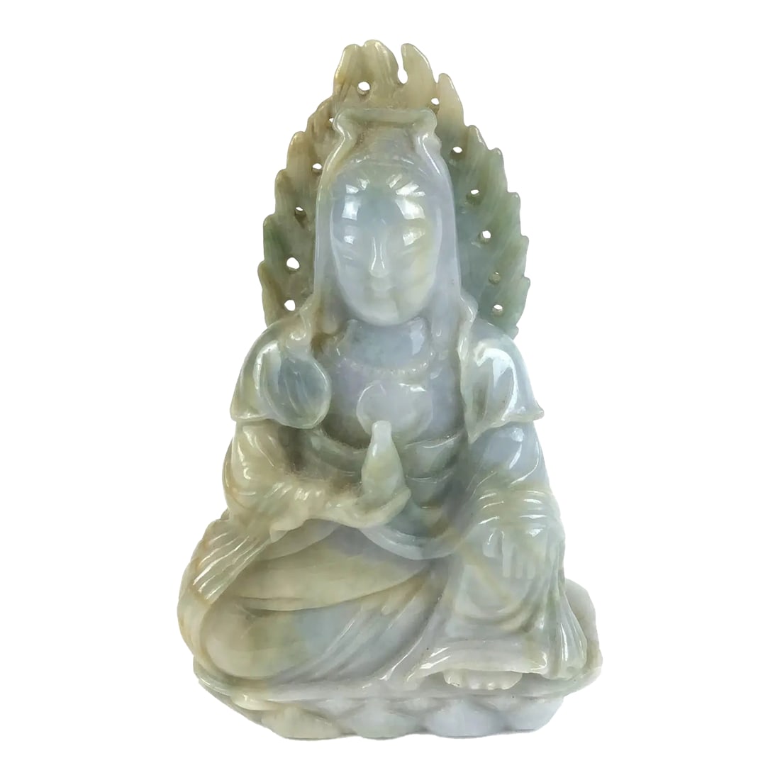 Solid Jade Hand Carved Sitting Goddess: Exquisitely carved Goddess hand carved from a solid jade stone. This piece is from my personal collection purchased in China during the mid 80's. No chips or cracks to be found. She has been lovingly