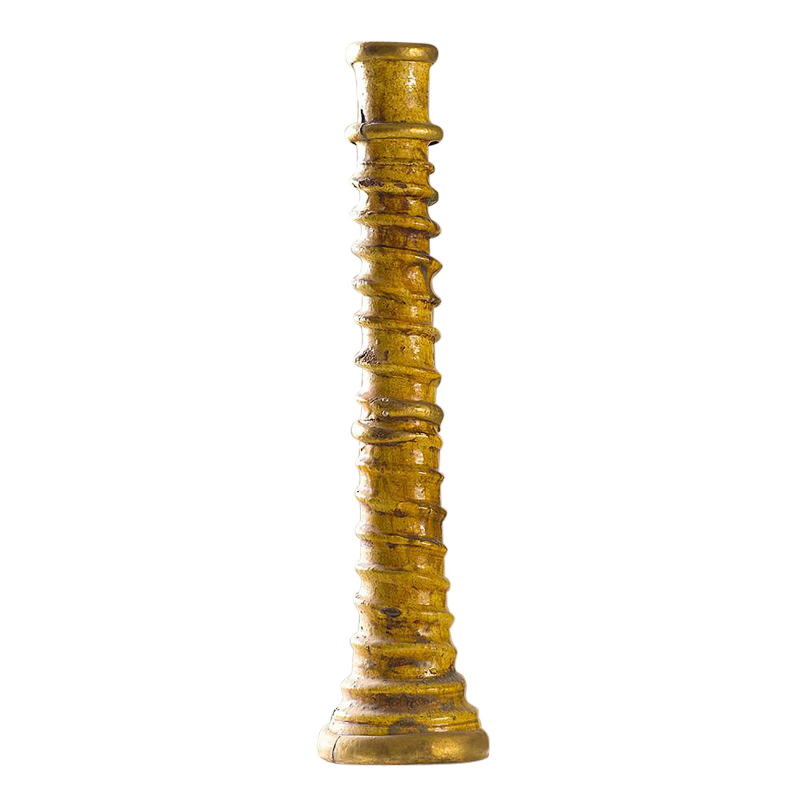 Handcrafted Tamegroute Glazed Ceramic Candlestick | One-of-a-Kind Moroccan Pottery: Handcrafted in southern Morocco, this Tamegroute ceramic candlestick reflects the raw, expressive character of a centuries-old pottery tradition. Shaped entirely by hand and finished with a