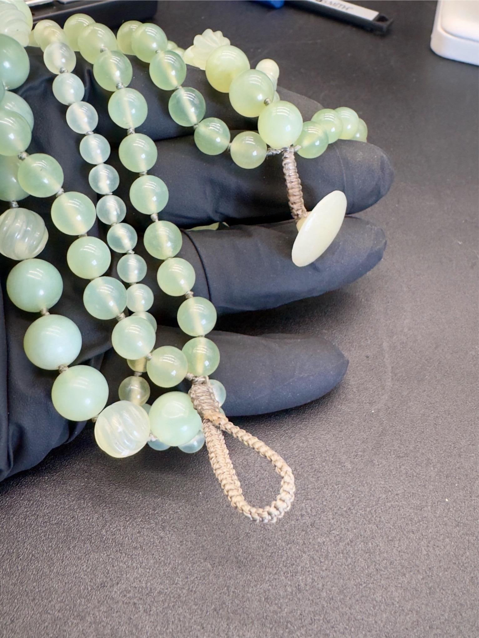 1970s Chinese Export Jadeite Moth Pendant Multi Strand Beaded Necklace - 17