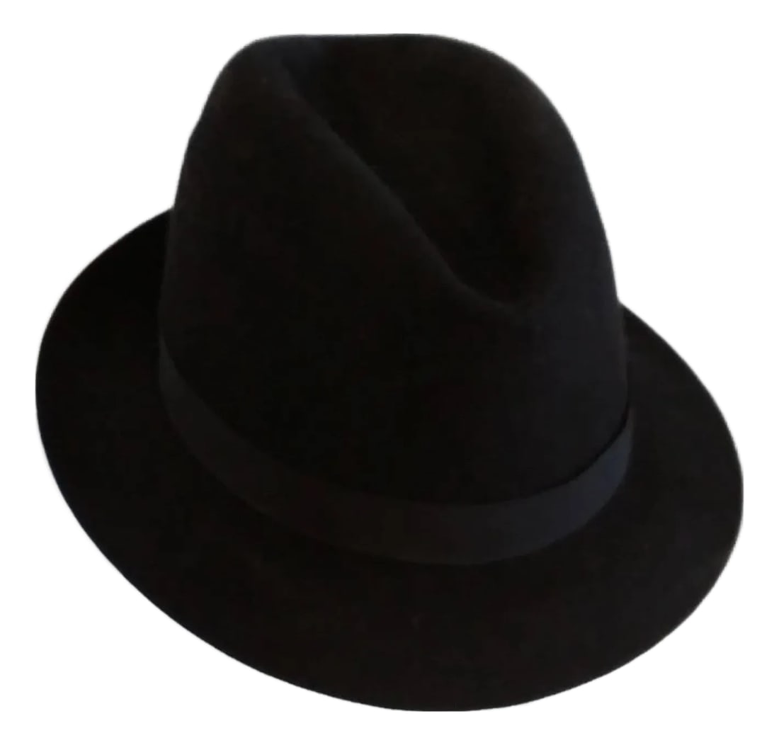 Rare Vintage Borsalino Fur Felt Hat Italy Small Size 4 Ladies or Youth Black Ardilla Feather Weight: Marked a size 4 with a circumference of 20.5 inches on the genuine leather interior band. This hat can fit a youth or a ladywith a small head Giuseppe Borsalino - nicknamed "u siur Pipen" (Master