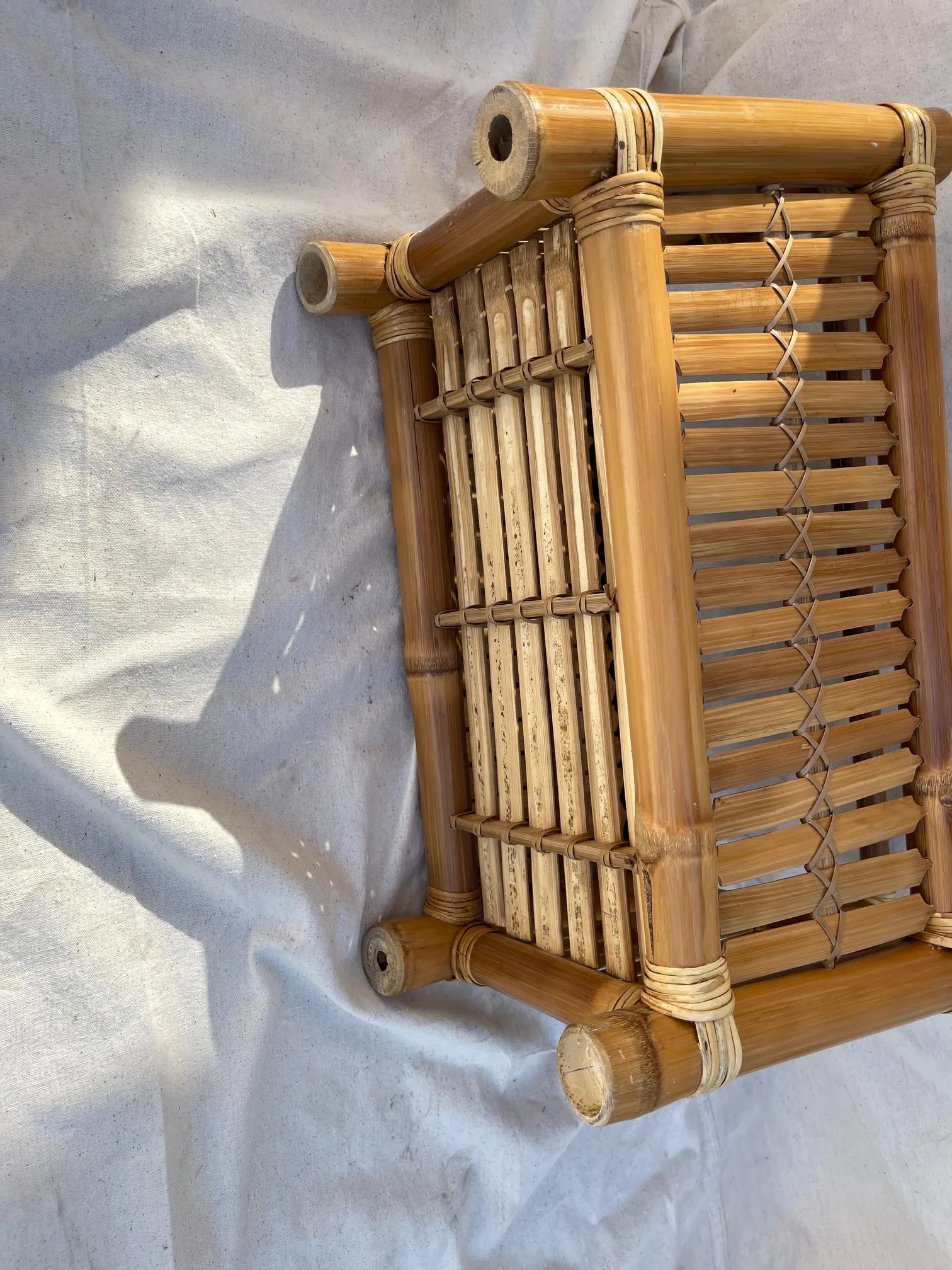 Vintage McGuire Inspired Mid-Century Modern Thick Bamboo Magazine Rack - 2