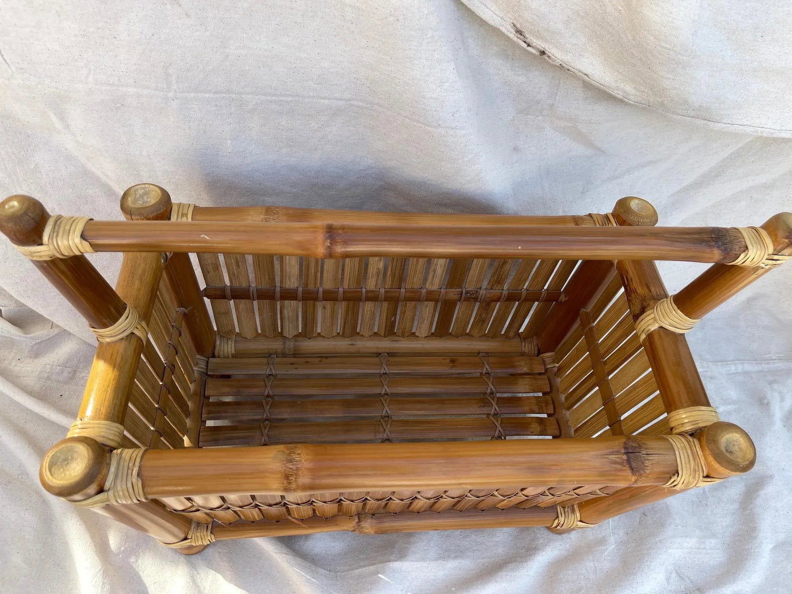 Vintage McGuire Inspired Mid-Century Modern Thick Bamboo Magazine Rack - 3