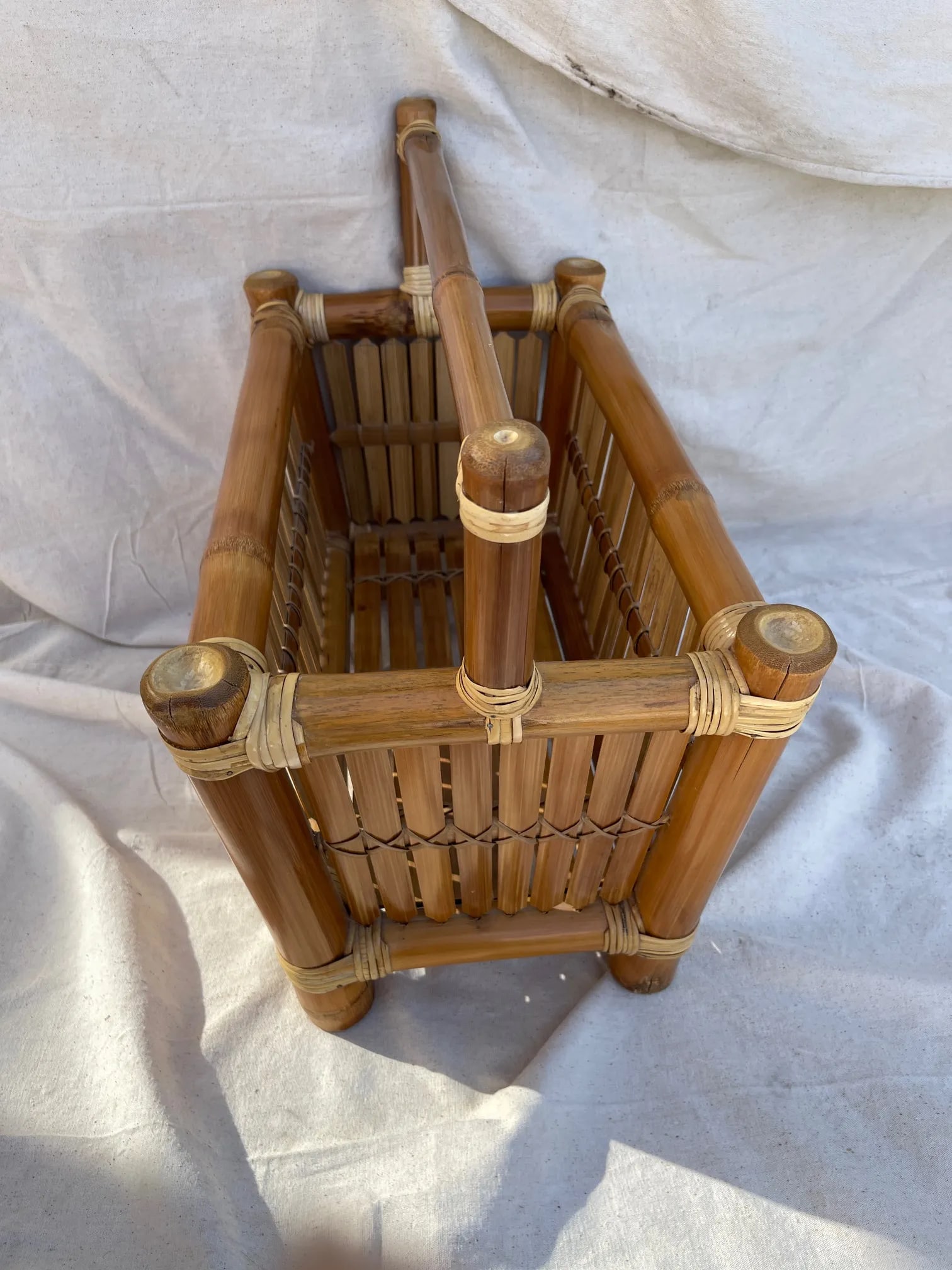 Vintage McGuire Inspired Mid-Century Modern Thick Bamboo Magazine Rack - 4