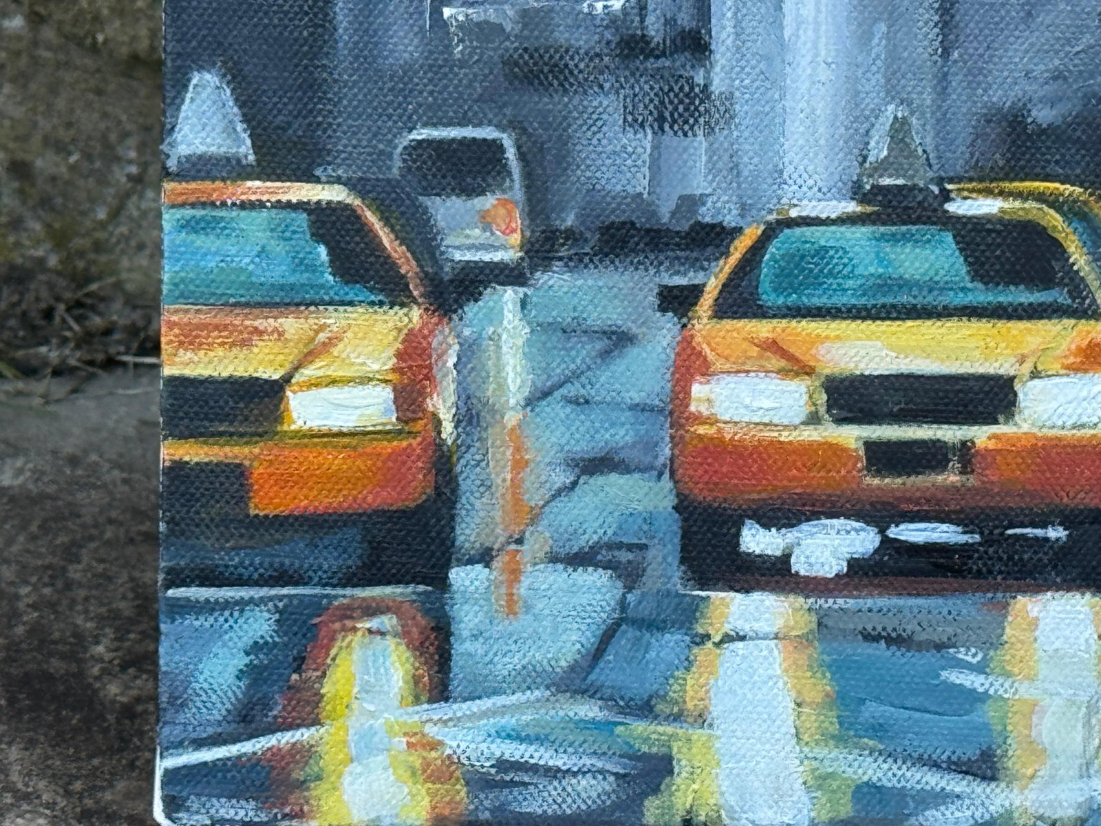 Classic 1990's Yellow Taxi at Night & Grey Skyscrapers in New York City Street - 16