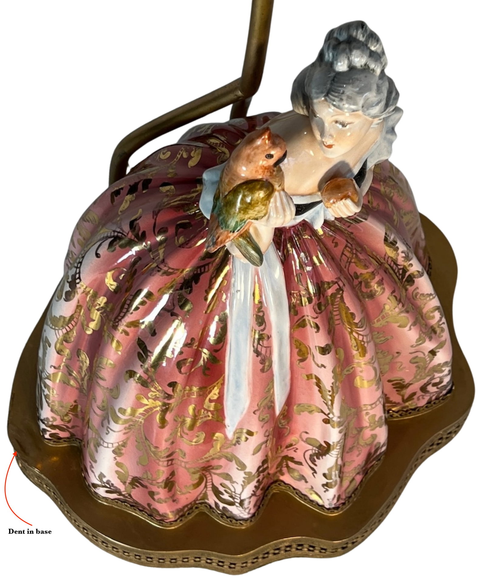 Bertolotti Capodimonte Signed Arturo Pannunzio Porcelain Rococo Lady With a Parrot Table Lamp - 18