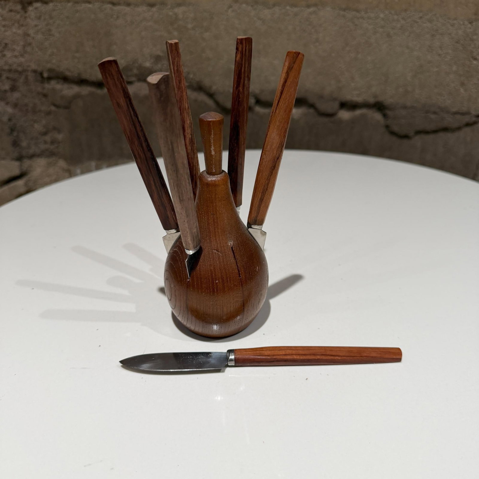 Karl Holmberg Teak Fruit or Cheese Knife Set Japan Mid Century - 8