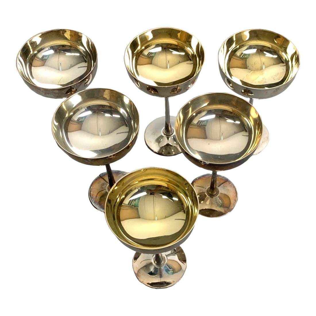 Vintage De Uberti Silver Plated Champagne Coupes - Set of 6: 6 Vintage De Uberti Silver Plated Champagne Coupes, Goblet Collectable Condition: Alterations: Original Condition Unaltered Imperfections: Some Imperfections Condition Notes: Some tarnish Origin:
